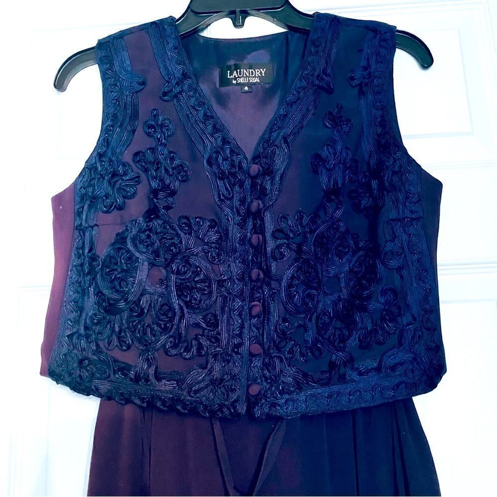 LAUNDRY By Shelli Segal Vintage Embroidered Jumpsuit Size 4 - Picture 7 of 8